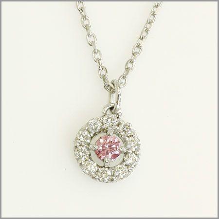 ネックレス K18 コーティングピンク ピンクダイヤモンド ダイヤネックレス Eternal love 0.18ct コーティングダイヤ