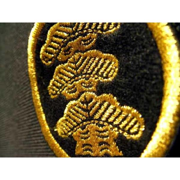 家紋ワッペン「丸に左三階松」アイロン接着和柄紋章刺繍オーダー 