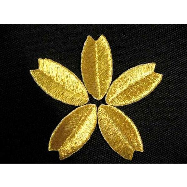 桜 花びら ワッペン 5枚セット「金」アイロン接着 花 和柄 さくら
