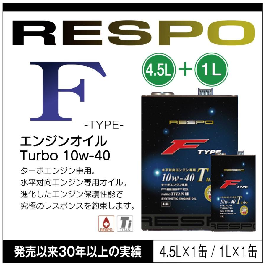 RESPO 正規販売店 日本製 エンジンオイル レスポ 粘弾性オイル F TYPE Turbo 10w-40 4.5L 1L 向水平対 ターボエンジン専用 （4.5L×1缶 1L×1缶）｜sit