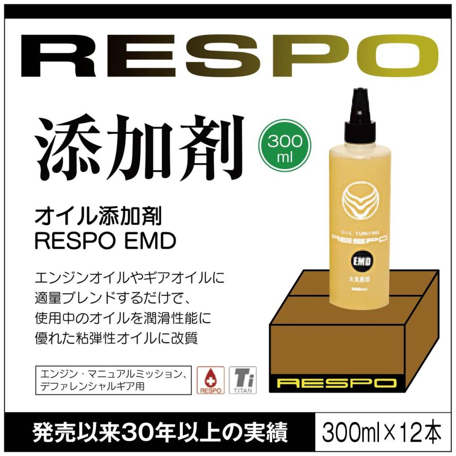 RESPO レスポ EMD オイル添加剤 300ml 12本セット 1ケース 潤滑性能に優れた粘弾性オイルに チタン 油膜保持 格段にUP【300ml×12本】 正規販売店 日本製｜sit