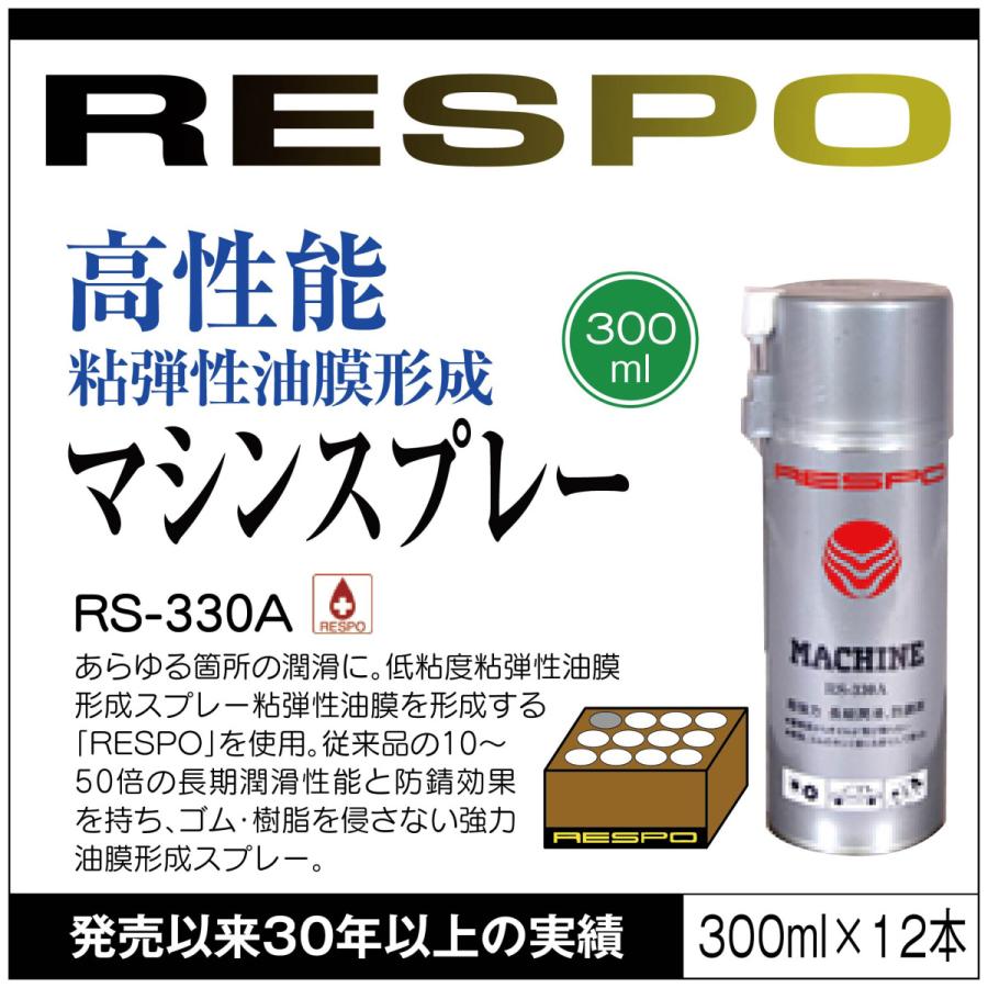 RESPO レスポ マシンスプレー RS-330A 300ml×12本 1ケース 低粘度 粘弾性 油膜形成スプレー 潤滑 機械 金型 工具 自動車 バイク 自転車【300ml×12本】