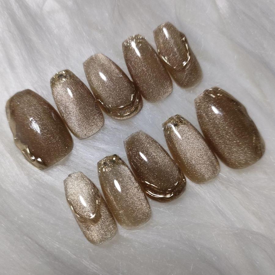 スモーキーブラウン ニュアンスネイル ガラスフレンチ : スティグマ