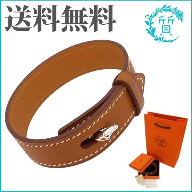 HERMES ブラウンレザーブレスレット