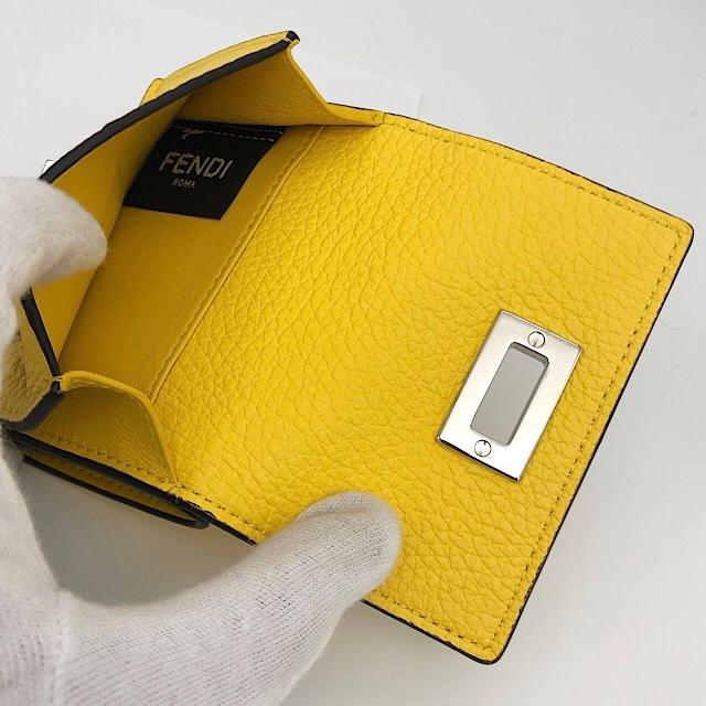 FENDI（フェンディ） 新品同様 マイクロ 三つ折り財布 レザー イエロー