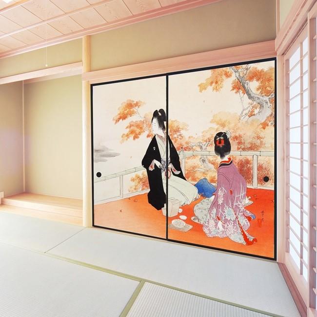 しつらい限定販売の襖紙です 鳥の子和紙に特殊な機械で絵柄を出力しております 631 0023 デザイン襖紙 紅葉狩り ２枚組 襖 ふすま ふすま紙 モダン 和紙 オシャレ 張替 通販 Yahoo ショッピング