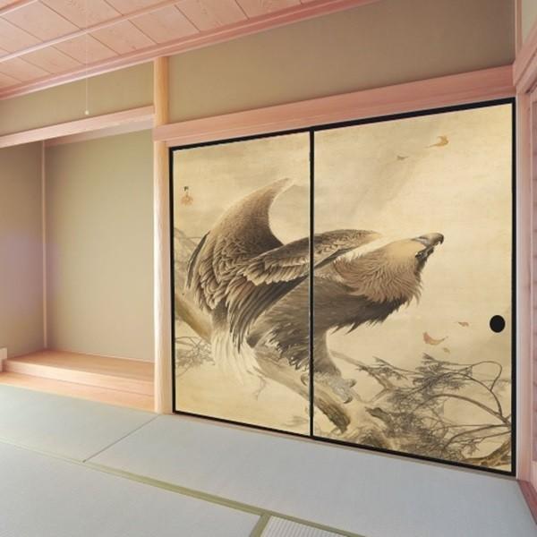 デザイン襖紙 木島櫻谷「猛鷲図」 2枚組 （襖/ふすま紙/モダン/和紙
