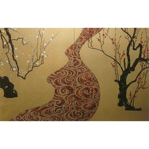 壁画風壁紙 紅白梅 洋金箔 裏面糊なし 幅184ｃｍ 高さ113ｃｍ かべ紙 クロス 張替 Www Nlqp Com