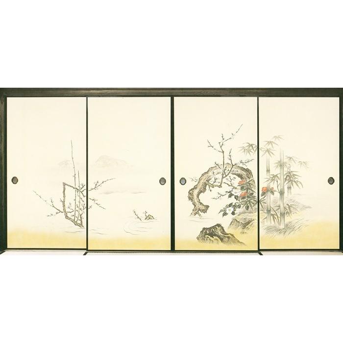 高級織物襖紙 香祥竹梅（かしょうちくばい） 4枚組 （襖/ふすま