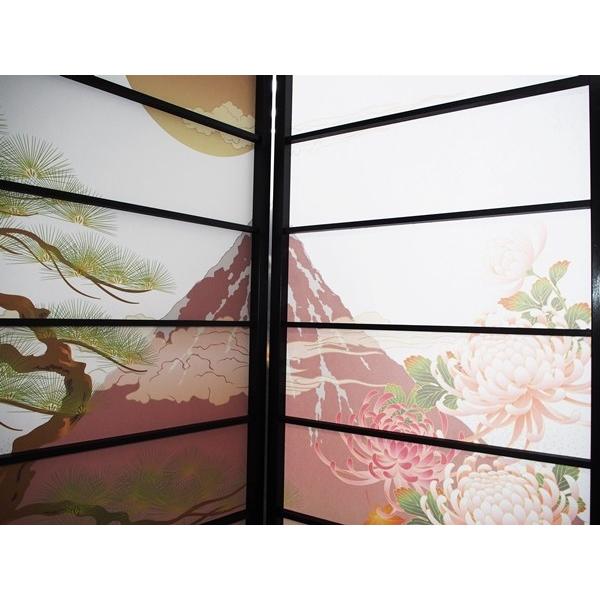 オシャレなデザイン衝立 福寿 黒ヨコ桟 （屏風/衝立/間仕切り