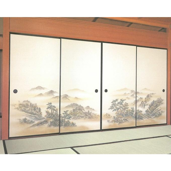 高級織物襖紙　山水画　４枚組　Ｎｏ．８２　（襖/襖紙/ふすま/ふすま紙/糸入り/織物/押入れ/張替) |  | 01