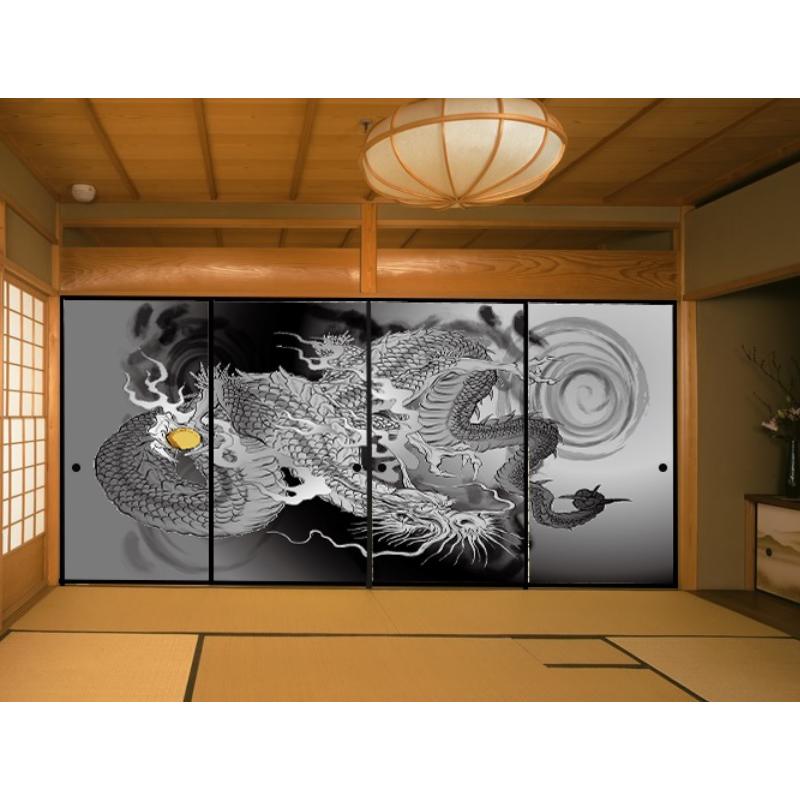 デザイン襖紙　龍　 ４枚組 （襖/ふすま/ふすま紙/竜/ドラゴン/和紙/オシャレ/張替) | 