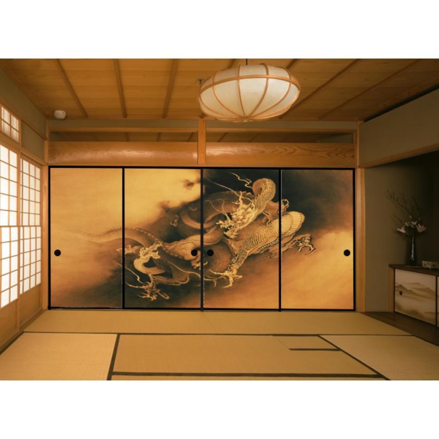 デザイン襖紙　「飛龍戯児図」　４枚組　　（襖/ふすま紙/モダン/和紙/龍/ドラゴン/おしゃれ/張替) | 