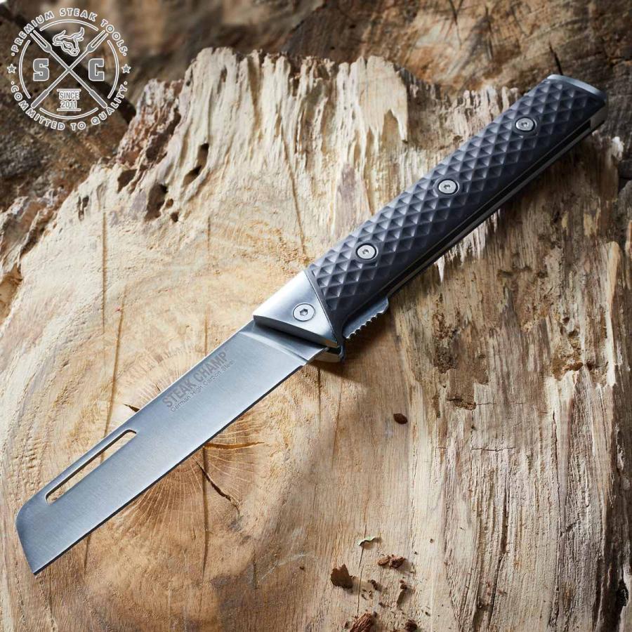 包丁 STEAK CHAMP CHEF’S OUTDOOR FOLDING KNIFE 12cm アウトドア （ ナイフ 折りたたみナイフ キャンプ BBQ 調理 料理 屋外 バーべキュー ） | ブランド登録なし