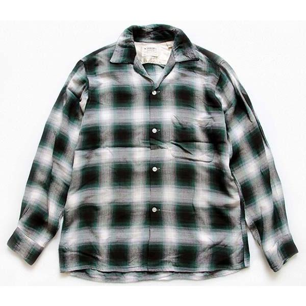 ビンテージ arrow アロー シャツ 黒白チェック オンブレ シャドー 60s
