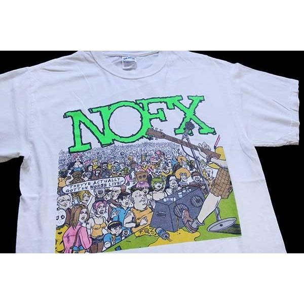 ☆00s NOFX コットン バンドTシャツ 白 M☆オールド パンク ロック