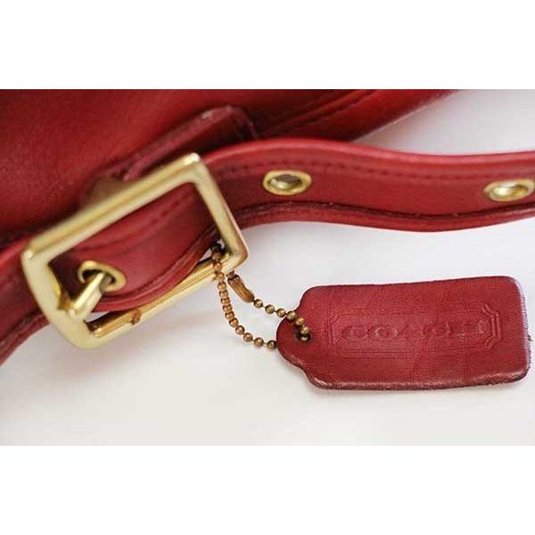 COACH（コーチ） ☆USA製 オールド 巾着 レザー ショルダーバッグ 赤