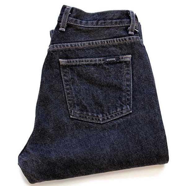 90s USA製 GUESSゲス JEANS ブラック デニムパンツ 先染め w29 
