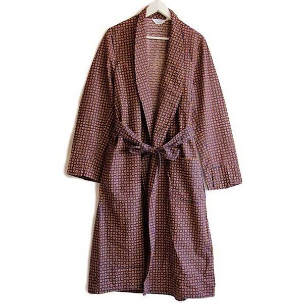 60s MONTGOMERY WARD BRENT 総柄 ショールカラー コットン ガウン L