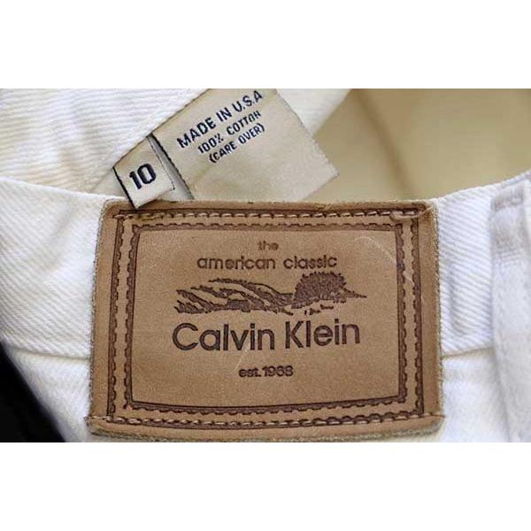 90s USA製 Calvin Kleinカルバンクライン テーパード カラーデニムパンツ 生成り 10★オールド ジーンズ テーパード ワイド ナチュラル｜sixpacjoe｜06
