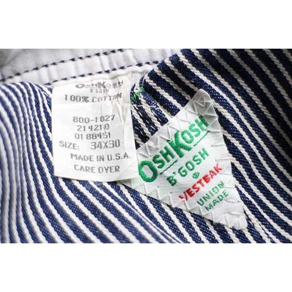 90's OSHKOSH オーバーオール USA製 ヒッコリーストライプ ☆90s USA製 OSHKOSH B'GOSH ヒッコリー ストライプ