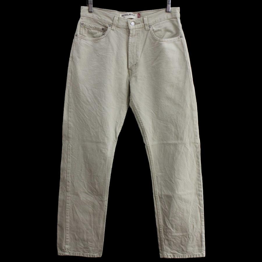 308】リーバイス505ライトカーキ色 大きめデニムパンツ W36L32 Levi's