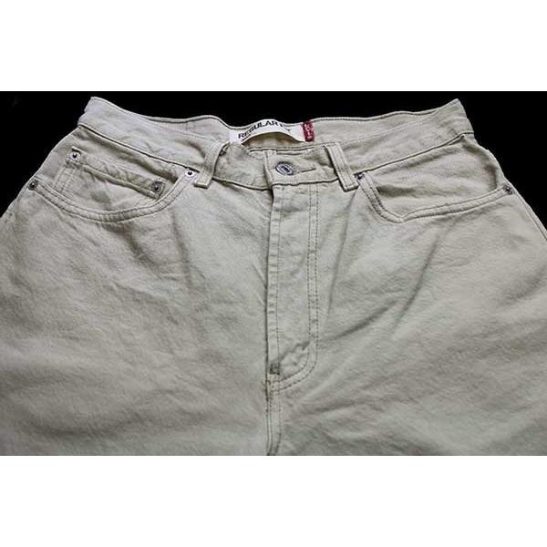308】リーバイス505ライトカーキ色 大きめデニムパンツ W36L32 Levi's