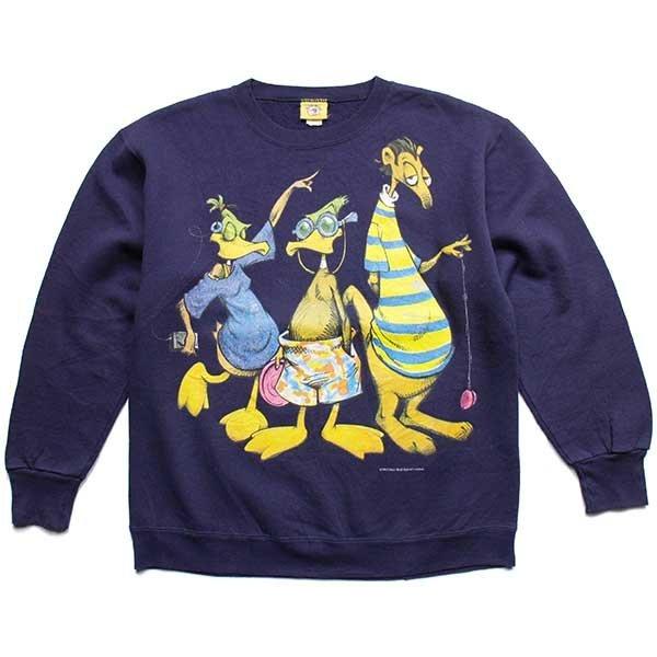 90s USA製 ウシ アート イラスト 両面 プリント スウェット メンズ レディース XL 古着 オールド アニマル トレーナー 裏起毛 大きいサイズ main image 0