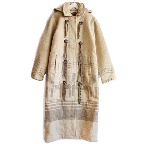 90s USA製 Woolrichウールリッチ フォークロア柄 ロング ウール×モヘヤ 