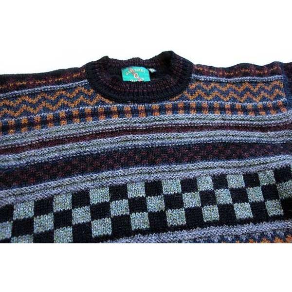 Vintage アイルランド製　オルテガ柄　フェアアイル　総柄　ウールニット アイルランド製 GAELTARRA 総柄 ウールニット セーター 44☆オールド