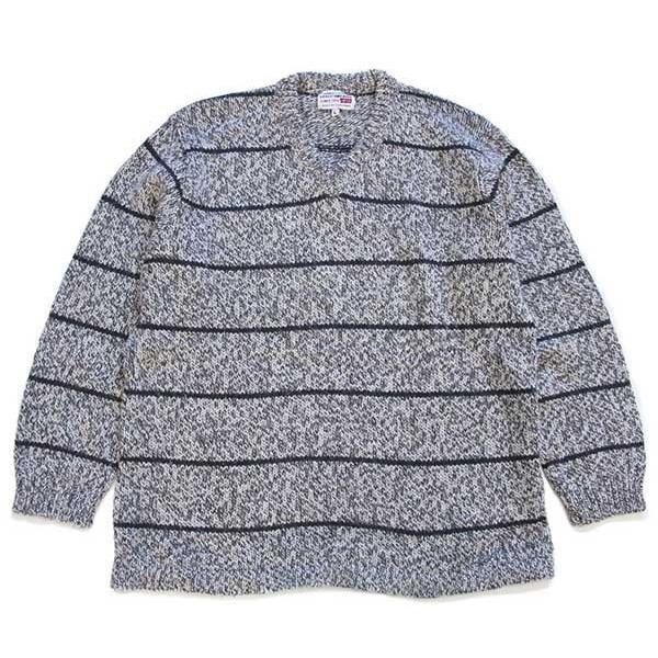 90s Levi'sリーバイス ボーダー Vネック ウール×アクリルニット セーター ミックス L★ユーロ イタリア オールド ビンテージ ライン Levi's（リーバイス） 90s Levi'sリーバイス ボーダー Vネック ウール