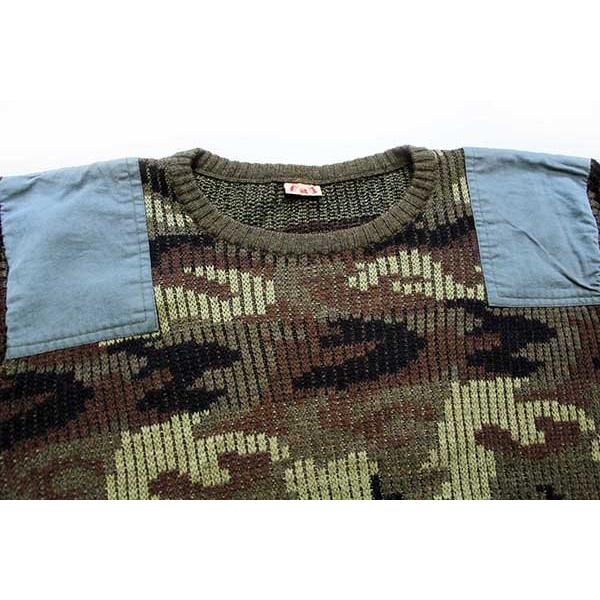 80s fal 迷彩柄 アクリル×ウールニット コマンドセーター XL