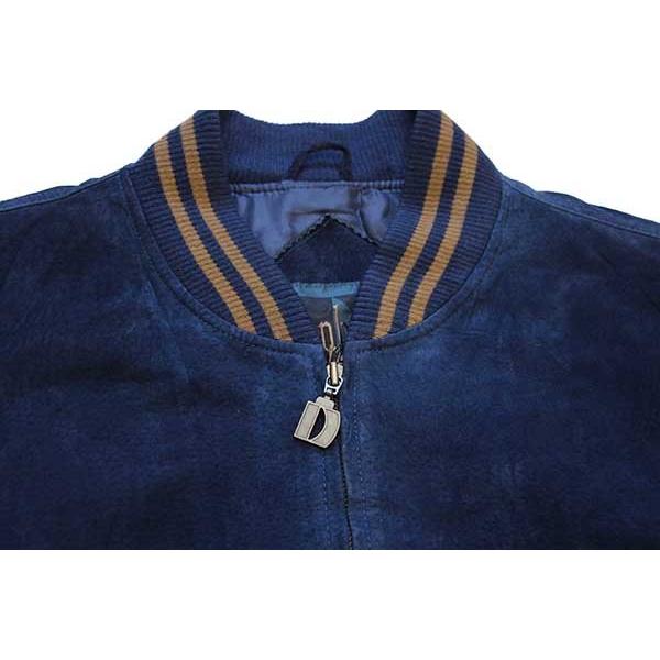 90s Dunbrooke ツートン 切り替え スエードレザー スタジャン 紺×茶 XL