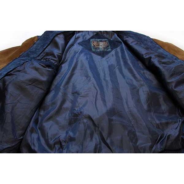 90s Dunbrooke ツートン 切り替え スエードレザー スタジャン 紺×茶 XL