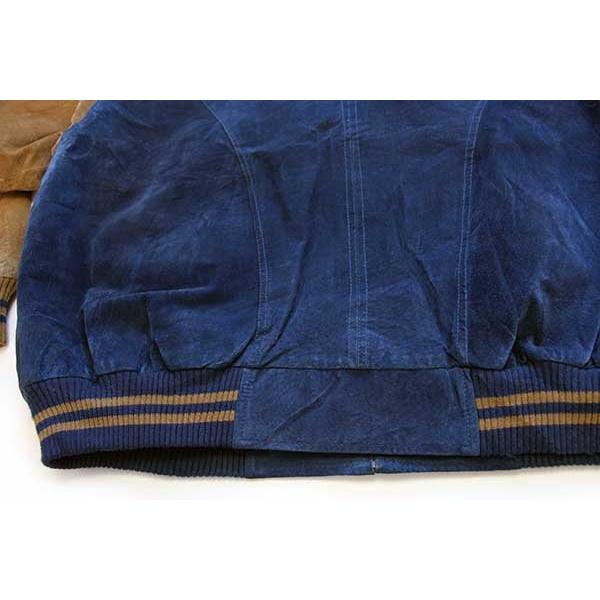 90s Dunbrooke ツートン 切り替え スエードレザー スタジャン 紺×茶 XL
