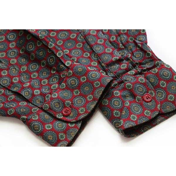 90s イタリア製 ORSO POETA 小紋柄 総柄 レーヨンシャツ XL☆オールド 