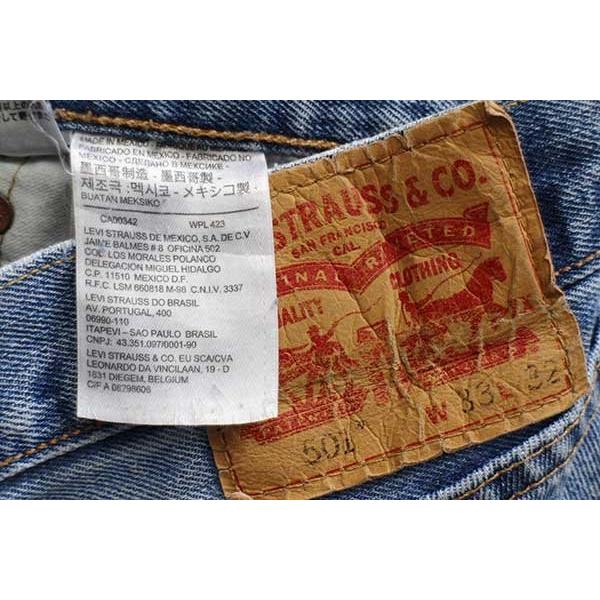 メキシコ製 Levi'sリーバイス 501 デニムパンツ w33 L32★SDP1990 ジーンズ ストレート ダメージ リペア ボロ｜sixpacjoe｜06