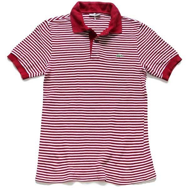 LACOSTE 70s フランス製 CHEMISE ラコステ ボーダー コットン 鹿の子 