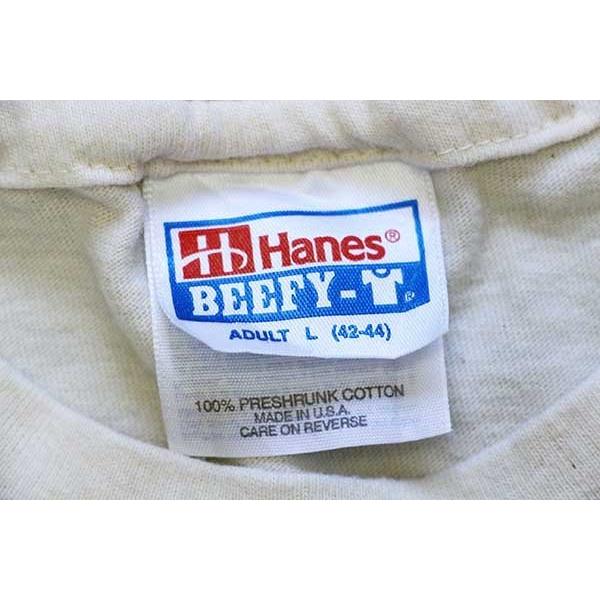 90s USA製 Hanes うさぎ フラワー 刺繍 コットンTシャツ 生成り L 