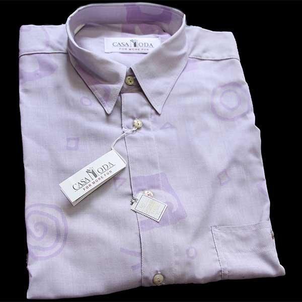 デッドストック☆90s CASAMODA アート 総柄 半袖 レーヨンシャツ 