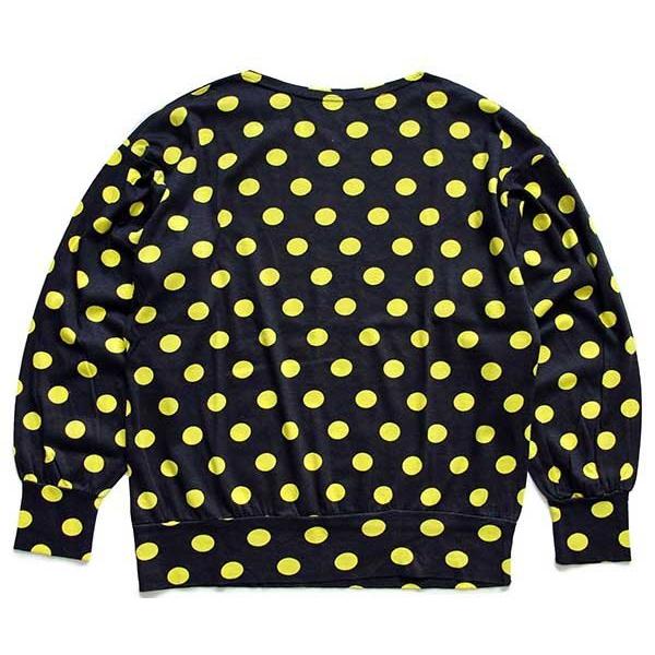 デッドストック★80s BIA ドット柄 ボートネック コットン カットソー 黒×黄 L★オールド ビンテージ ユーロ イタリア ポルカ 水玉模様 デッドストック☆80s BIA ドット柄 ボートネック コットン