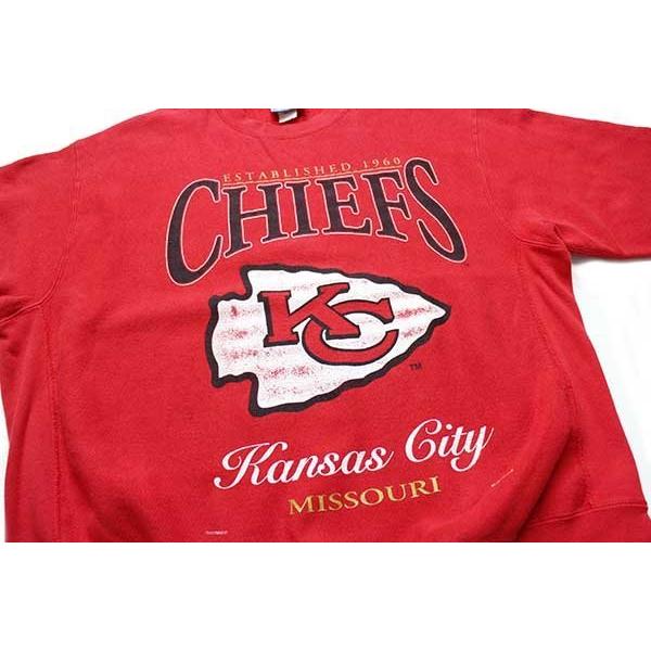 90s USA製 Leeリー NFL KANSAS CITY CHIEFS ビッグロゴ リバースウィーブ スウェット 赤 XL★オールド スポーツ アメフト オーバーサイズ 90s USA製 Leeリー NFL KANSAS CITY CHIEFS ビッグロゴ リバース
