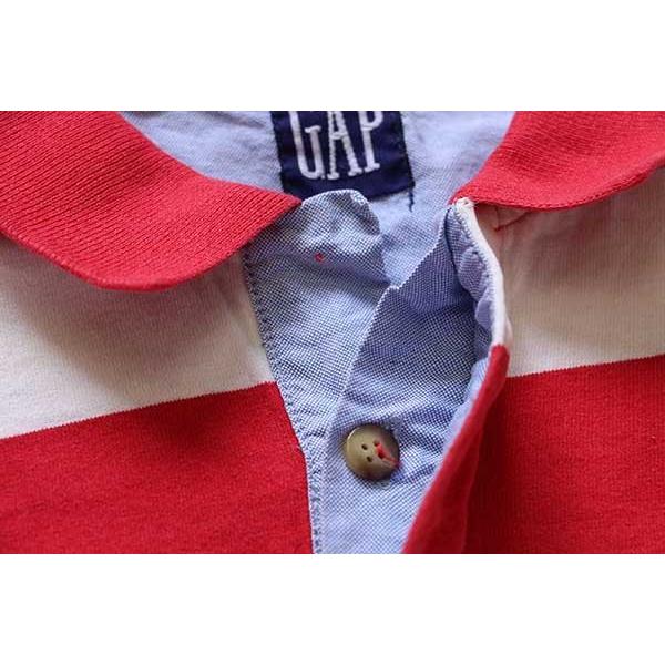 GAP 90s GAPギャップ 太ボーダー 襟付き コットン カットソー 赤 GAP 90s GAPギャップ 太ボーダー 襟付き コットン カットソー 赤
