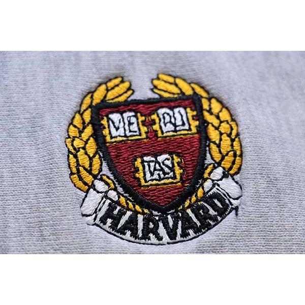 90s USA製 Championチャンピオン HARVARD 刺繍 リバースウィーブ スウェット 杢グレー XL★ビンテージ カレッジ ハーバード ワンポイント｜sixpacjoe｜05