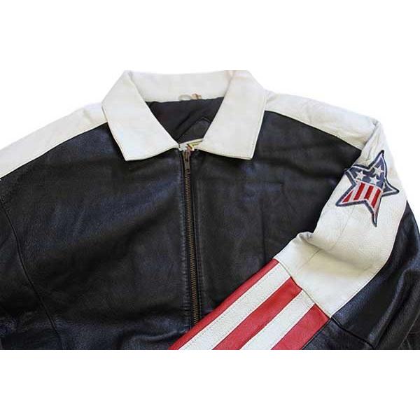 90s PHASE2 星条旗柄 切り替え パッチ付き レザージャケット L