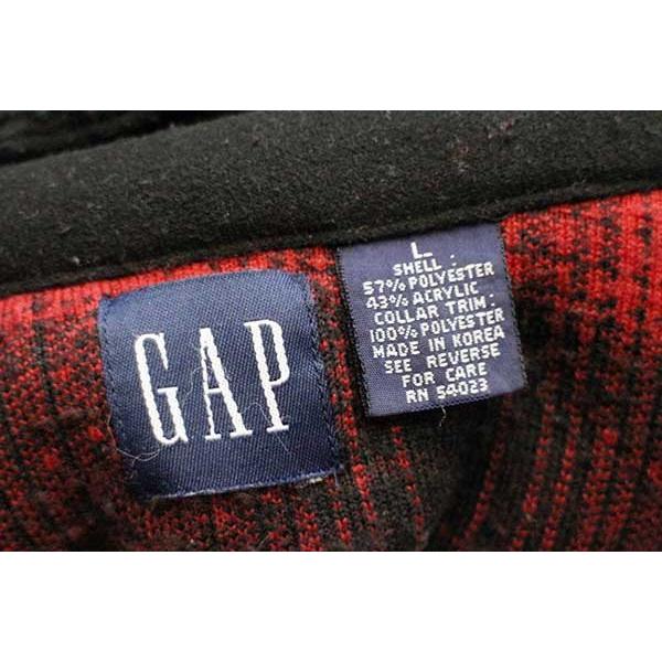 GAP 00s オンブレチェック ハーフジップ プルオーバー パイル フリース 