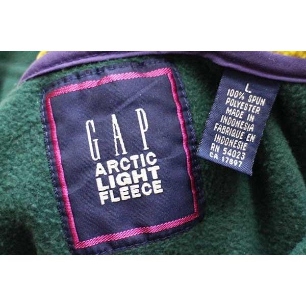 90s GAPギャップ ARCTIC LIGHT FLEECE バイカラー ハーフジップ プルオーバー フリース 緑×紫 L★スナップT オールド アウトドア｜sixpacjoe｜04