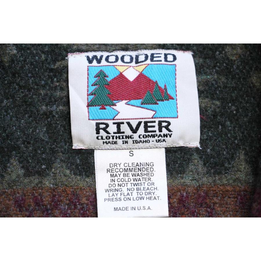 90s USA製 WOODED RIVER 鹿柄 ノルディック柄 ウール混 ブランケット 