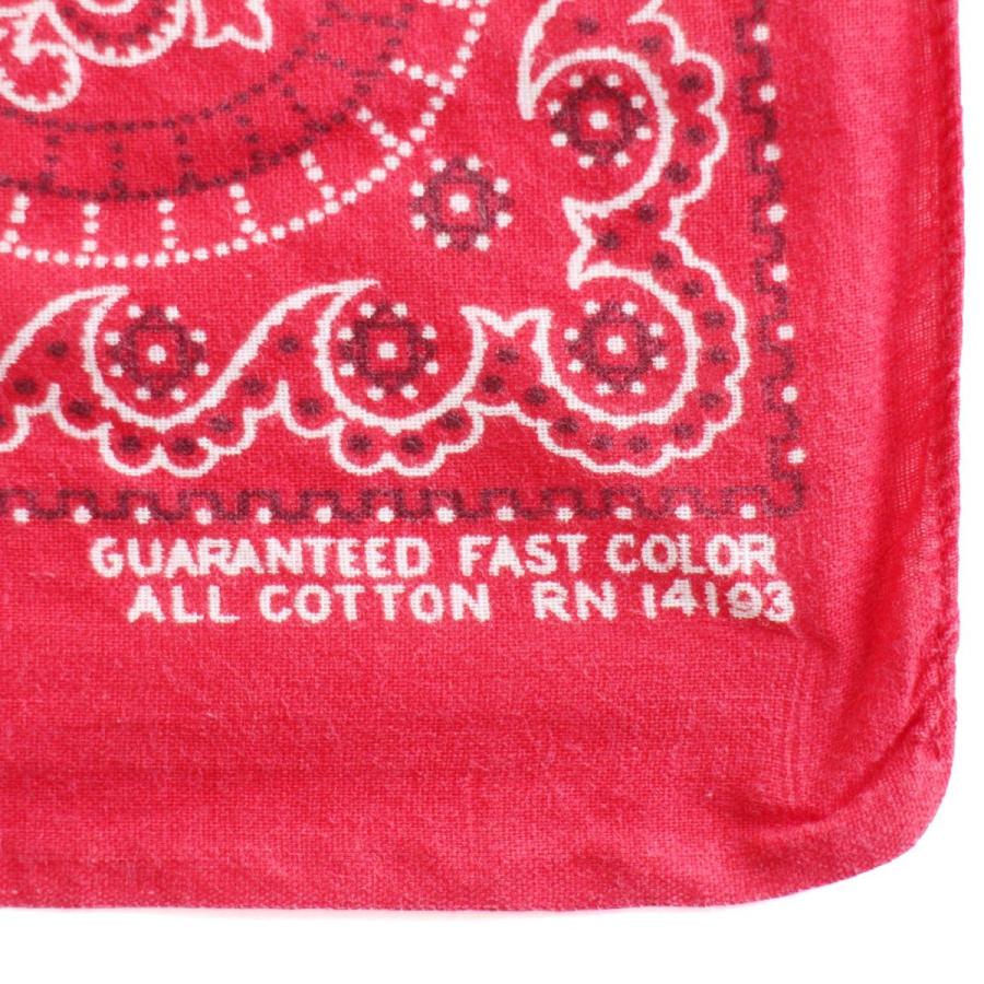 60s GUARANTEED FAST COLOR RN14193 コットン バンダナ 赤☆71