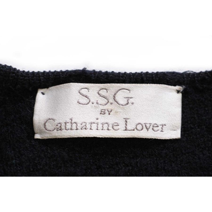80s S.S.G. by Catharine Lover フラワー 刺繍 ノーカラー ウール パイル コート 黒★オールド ビンテージ 花柄 フローラル デザイン 80s S.S.G. by Catharine Lover フラワー 刺繍 ノーカラー ウール